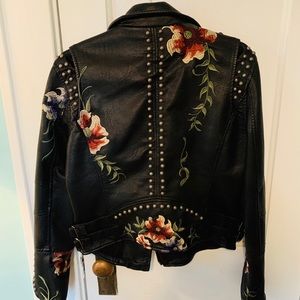 Blank NYC Floral Leather Jacket • size medium